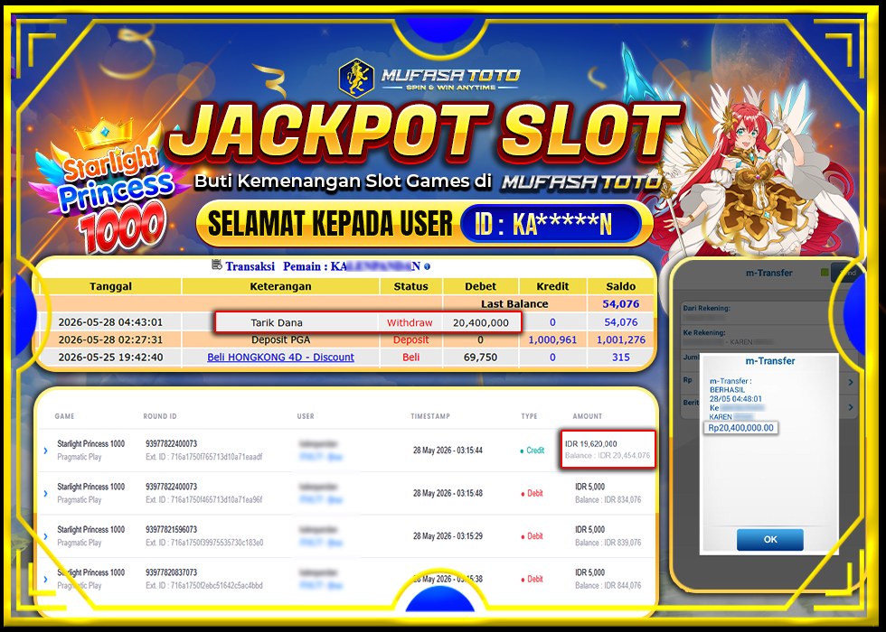 MUFASATOTO JACKPOT PRAGMATICPLAY Rp.20.400.000|LUNAS